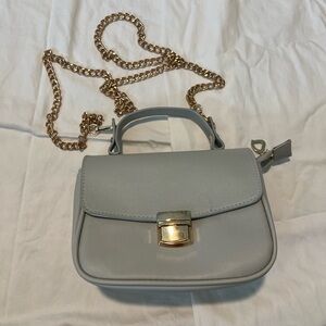 Chic Light Gray Mini Bag with Gold Chain